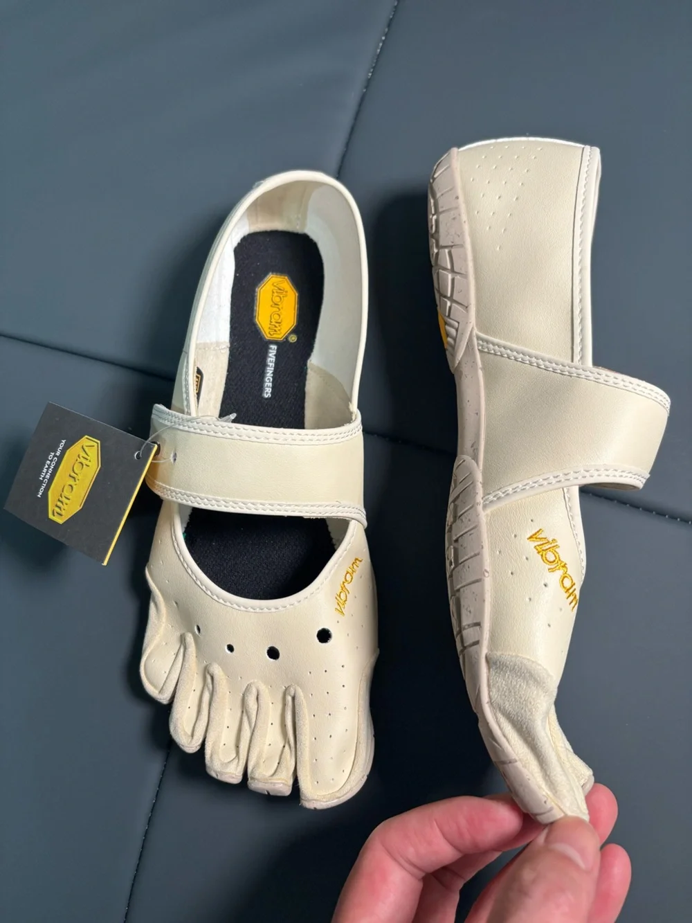 Vibram FiveFingers Cream Multi-Toe Sandals with Adjustable Strap